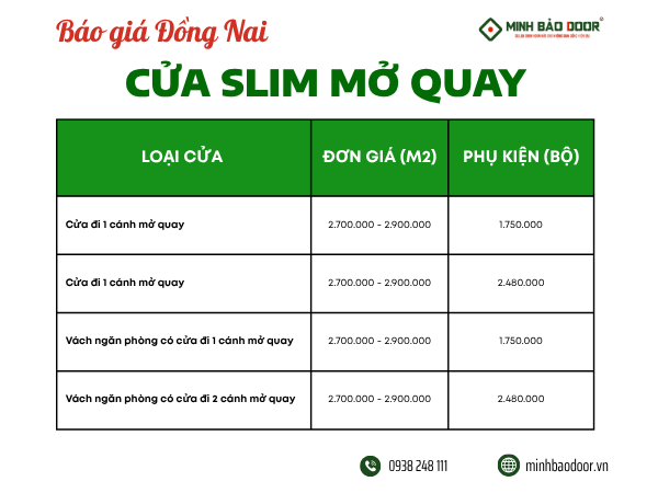 Báo giá cửa nhôm slim Đồng Nai