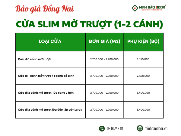 Báo giá cửa nhôm slim Đồng Nai