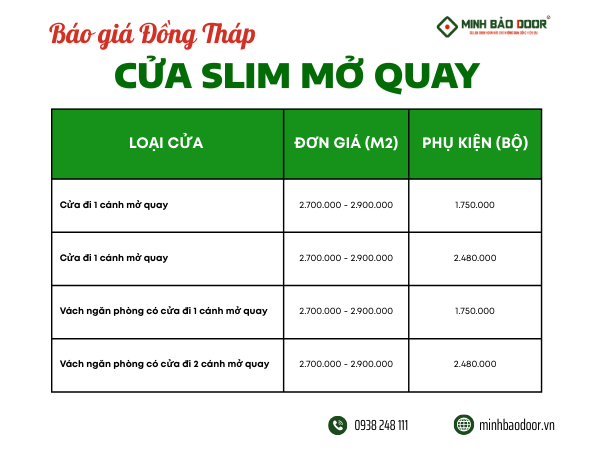 Giá cửa nhôm slim Đồng Tháp cập nhật mới nhất