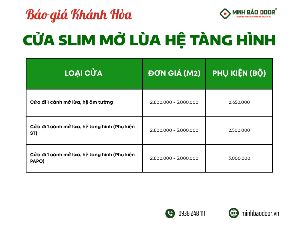 Cập nhật giá cửa nhôm slim Khánh Hòa mới nhất
