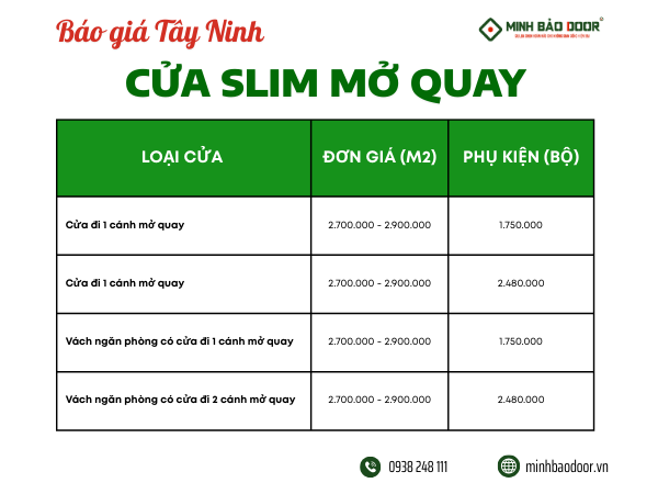 Báo giá cửa nhôm slim Tây Ninh