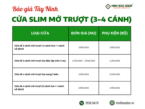 Báo giá cửa nhôm slim Tây Ninh