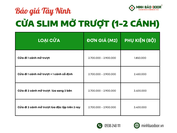 Báo giá cửa nhôm slim Tây Ninh