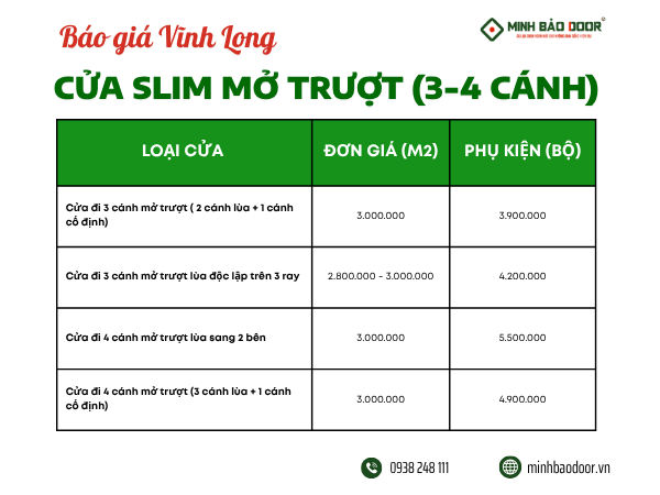 Báo Giá Cửa Nhôm Slim Vĩnh Long