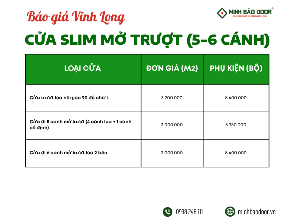 Báo Giá Cửa Nhôm Slim Vĩnh Long