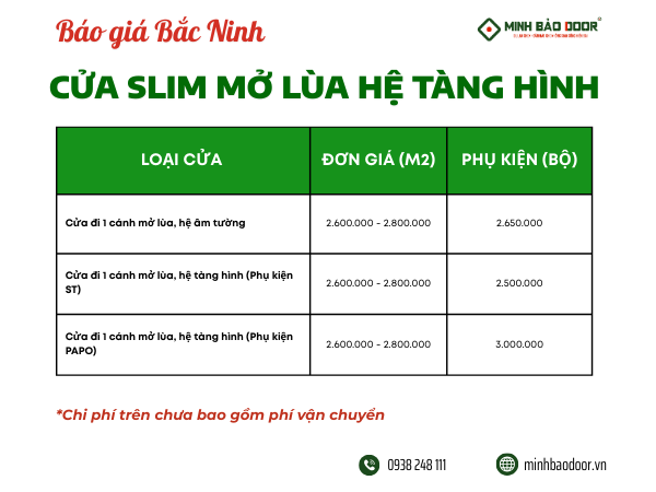 giá cửa nhôm slim Bắc Ninh mới nhất