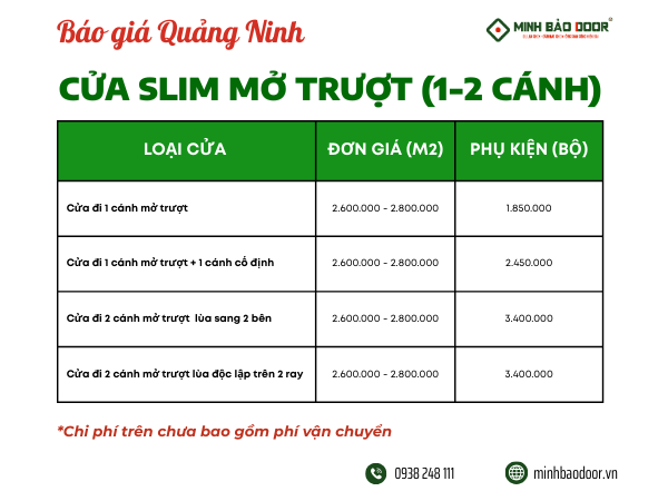 Báo giá cửa nhôm slim Quảng Ninh