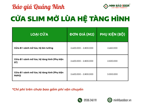 Báo giá cửa nhôm slim Quảng Ninh