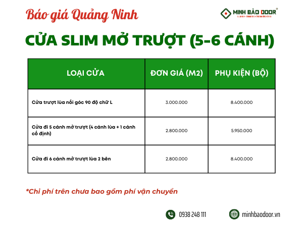 Báo giá cửa nhôm slim Quảng Ninh