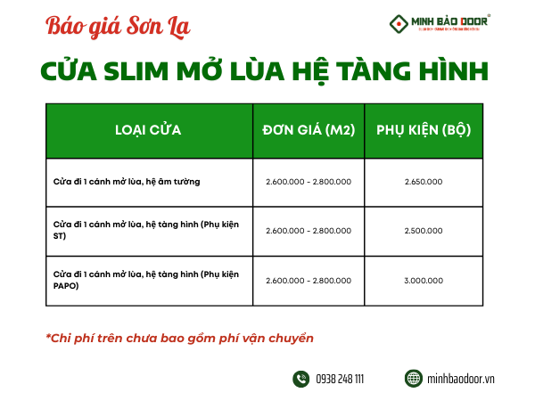 Báo giá cửa nhôm slim Sơn La