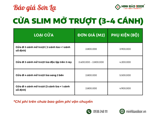 Báo giá cửa nhôm slim Sơn La