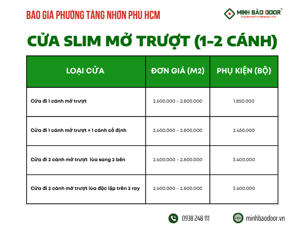 Báo giá cửa slim phường Tăng Nhơn Phú HCM