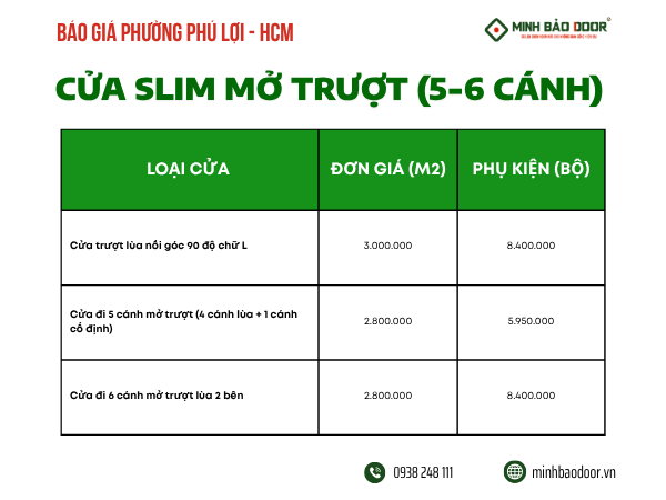 Báo giá cửa slim phường Phú Lợi HCM